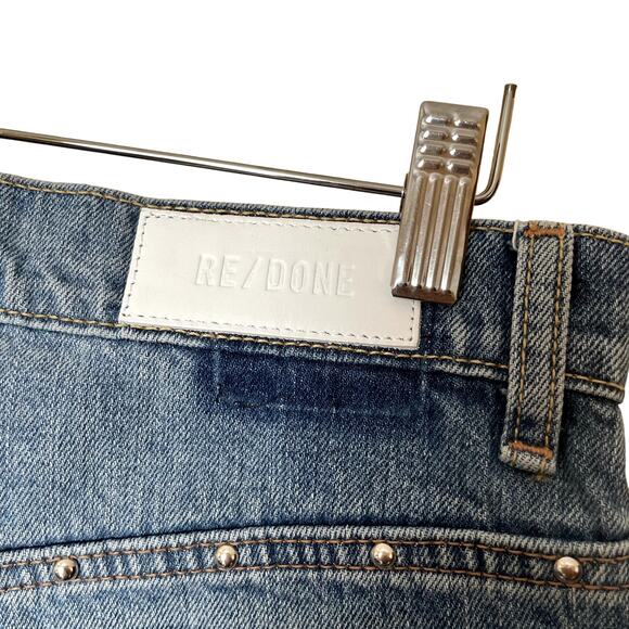 RE/DONE 70s High Rise Studded Moon Wash Straight Leg Jeans Size 29 EUC - Picture 11 of 11